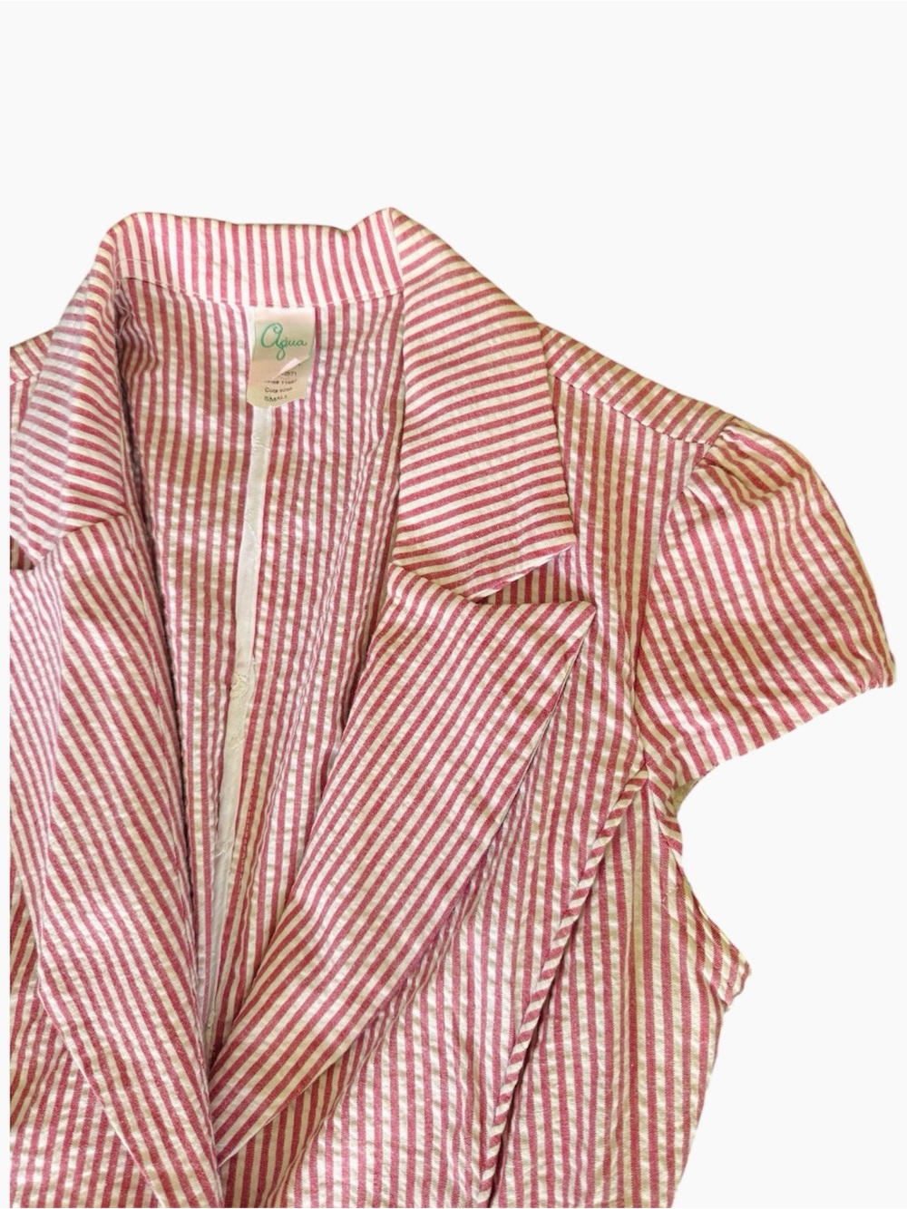 Aqua Red White Seersucker Short Suit - Picture 7 of 10